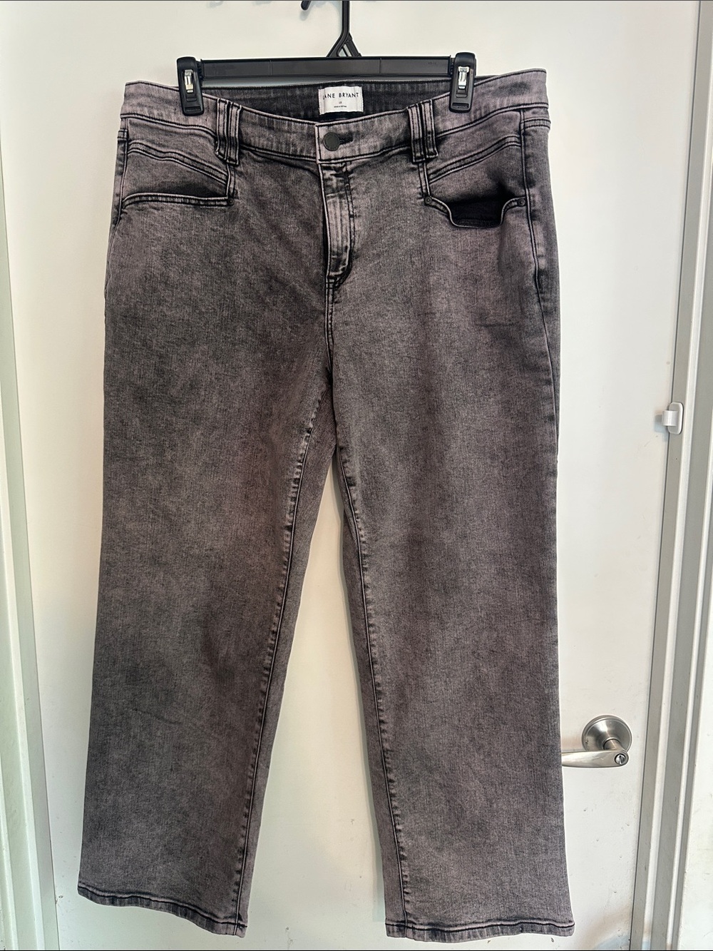 Lane Bryant Washed Gray Straight-Leg Jeans